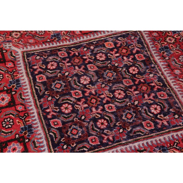 Shabby Chic Persian Tabriz Mahi Red/Purple Wool Rug - 9'11'' X 12'11'' For Sale - Image 3 of 10