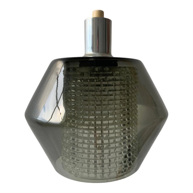 1960s Swedish Smoke Glass and Transparent Textured Glass Pendant Attributed to Carl Fagerlund for Orrefors For Sale