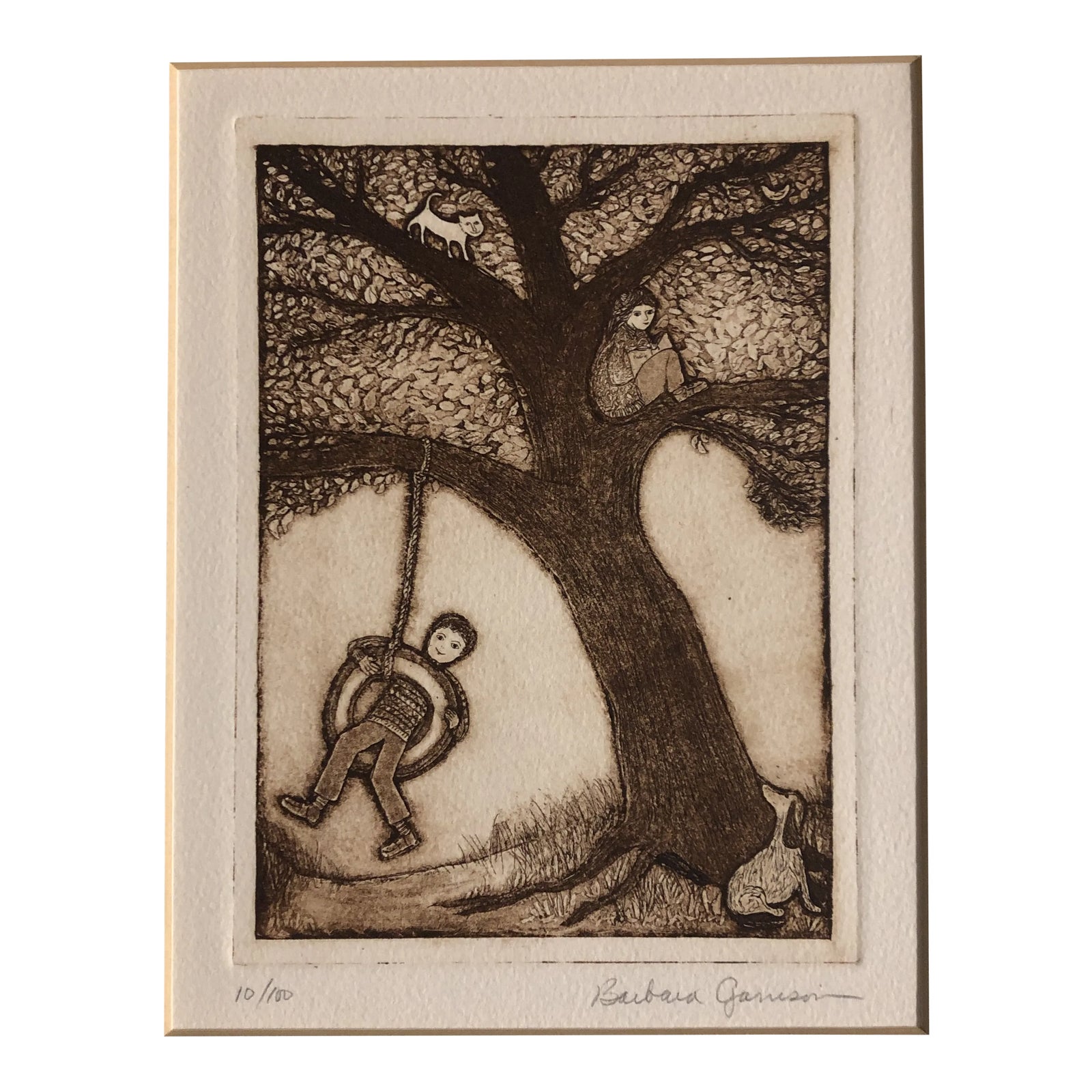 Original Vintage Barbara Garrison Etching “Morning Tree