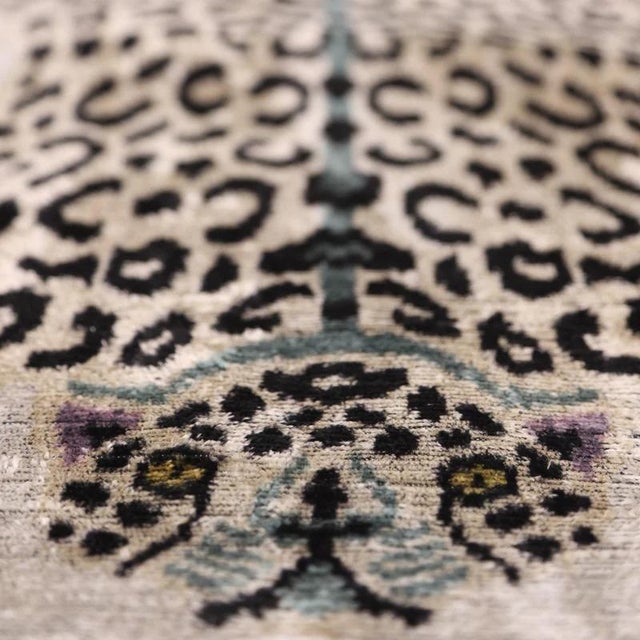 Mid-Century Modern Luxury Leopard Print Silk Velvet Throw Pillow 16x24 – Handmade Animal Motif Lumbar Cushion For Sale - Image 3 of 7