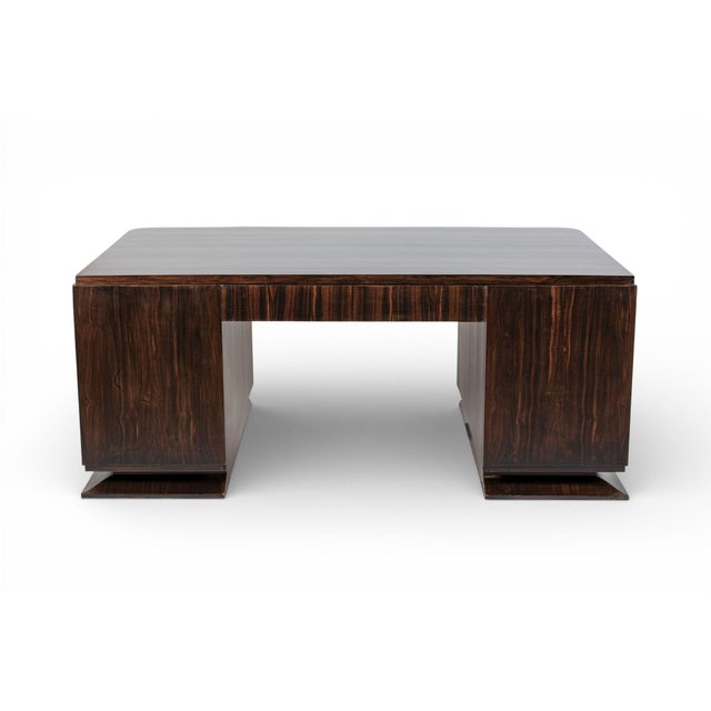 Exceptional Antique Art Deco Large Macassar Ebony Wood Executive Desk For Sale - Image 13 of 13