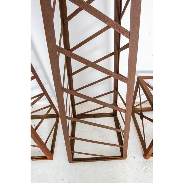 Pair of Large Classical Steel Garden Obelisks For Sale - Image 9 of 12