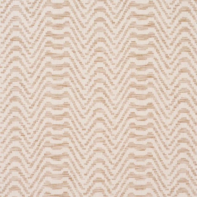 SAMPLE - Schumacher Stepped Chevron Fabric In Linen For Sale