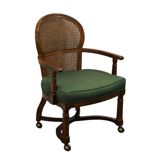 CENTURY FURNITURE Solid Cherry French Regency Revival Cane Back Game Arm Chair Upholstery may need to be cleaned or...