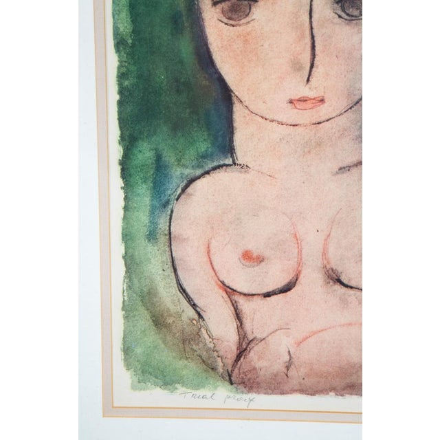 Green Mid Century Modern Gouache Paper George Constant Art Nude Signed Ap Painting 54' For Sale - Image 8 of 12