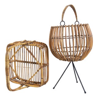 Wicker Basket Set, 1950s, Set of 2 For Sale