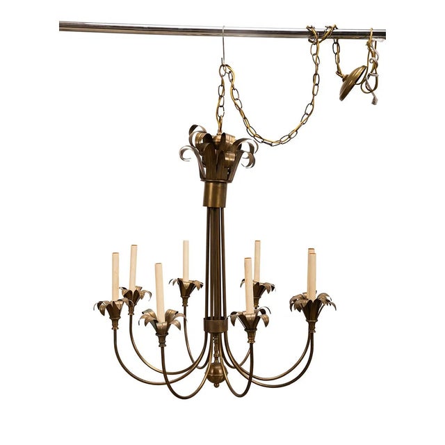 Mid-Century Modern Late 20th Century 8-Light Brass Chandelier, Style of Tommi Parzinger For Sale - Image 3 of 4