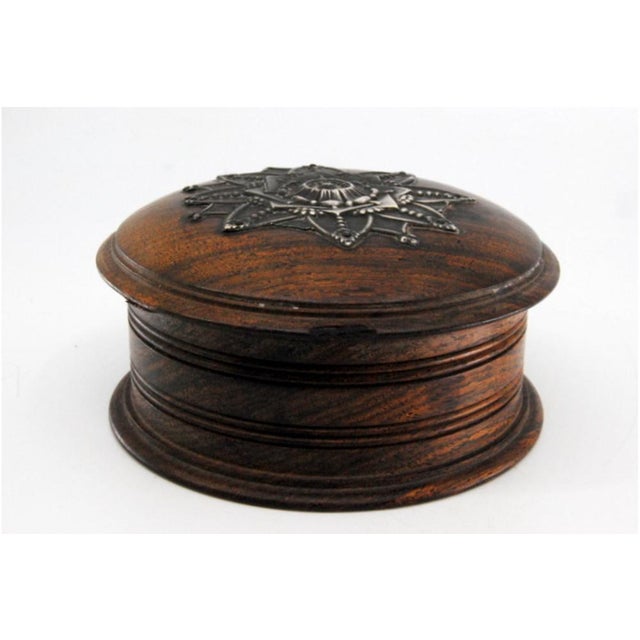 Wooden Jewelry Box with Silver Application on the Flower-Shaped Lid For Sale - Image 11 of 11