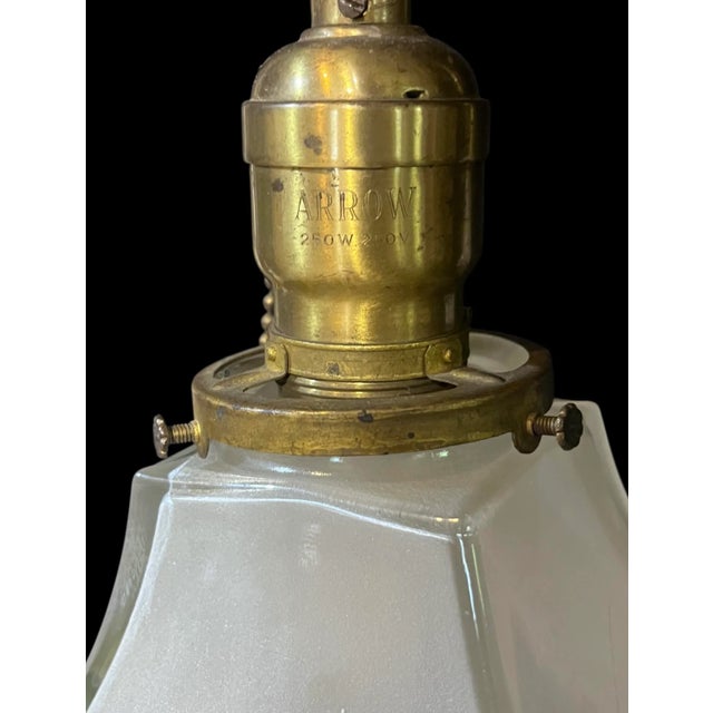 1910s Mission Brass Double Pendant Light For Sale - Image 4 of 4