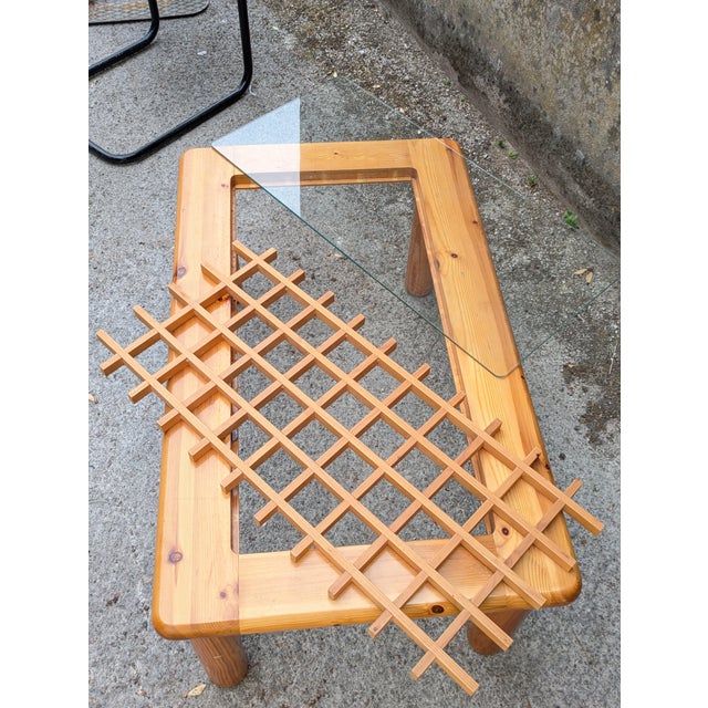 Openwork Coffee Table in Pine and Glass, France, 1980 For Sale - Image 8 of 9