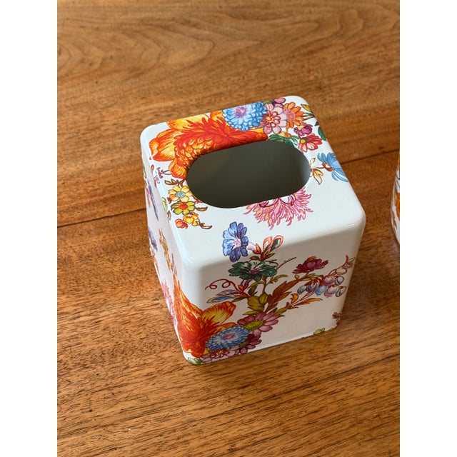 Mackenzie Childs Flower Market Boutique Tissue Box + Waste Basket For Sale - Image 9 of 12