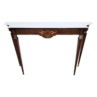 Vintage Italian Wall Console Table with Marble Top, 1950s For Sale
