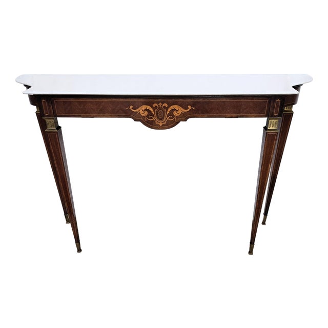 Vintage Italian Wall Console Table with Marble Top, 1950s For Sale