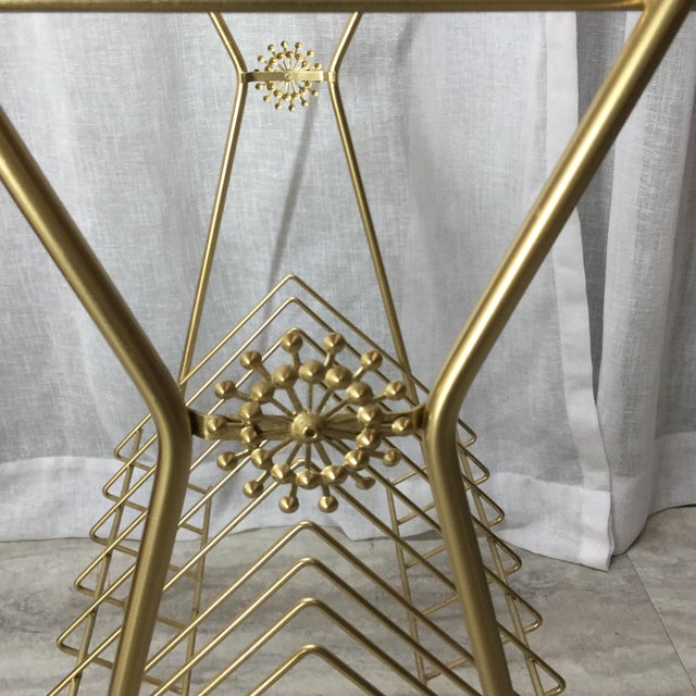 Mid-Century Gold Wire Record Player Stand For Sale - Image 6 of 8