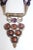 Metal Multi Strand Gem Amethyst Cabochon Triangular Pendant Statement Necklace For Sale - Image 7 of 9