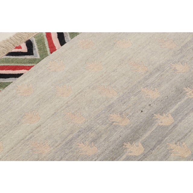 Rug & Kilim Rug & Kilim’s Custom Geometric Silver-Gray and Green Wool Runner – “youngste” For Sale - Image 4 of 10