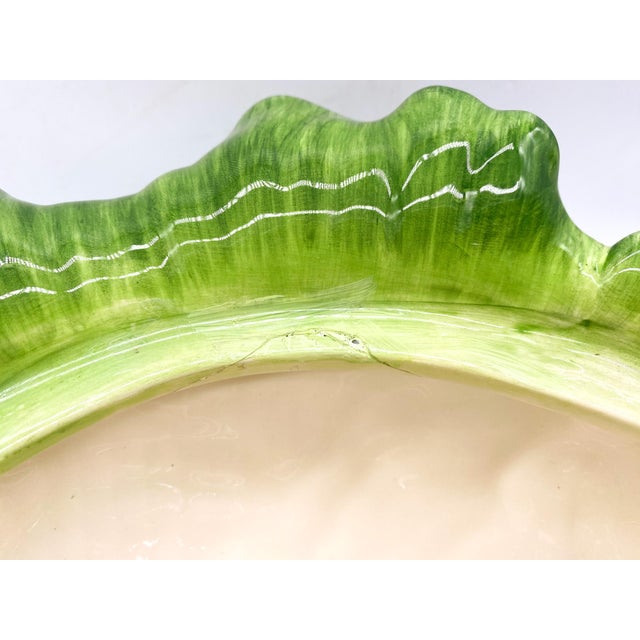 20th Century Green Majolica Cabbage Tureen With Ladle Chairish