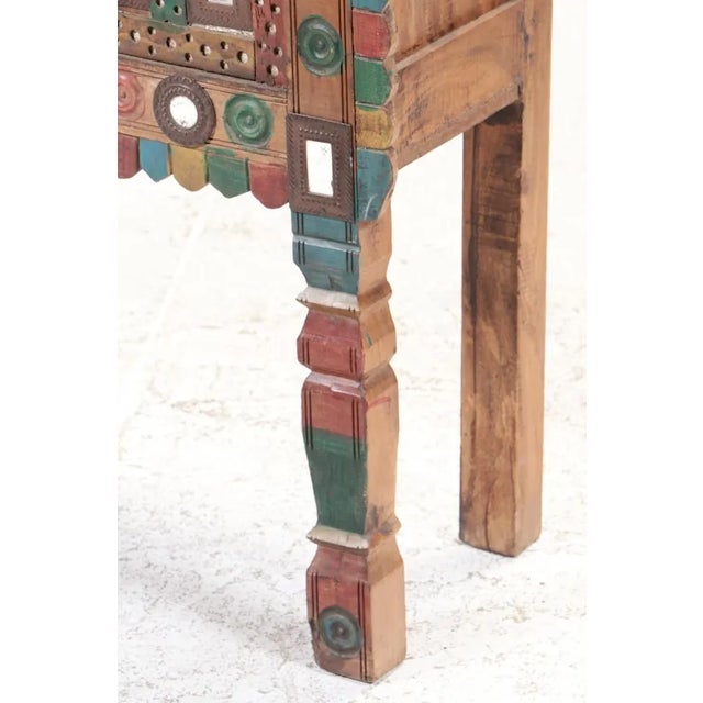 1990s Vintage Indian Painted Mirrored Damchiya Dowry Chest For Sale - Image 5 of 10