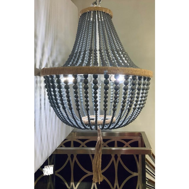 Organic Modern Gray Bead Chandelier For Sale - Image 4 of 5