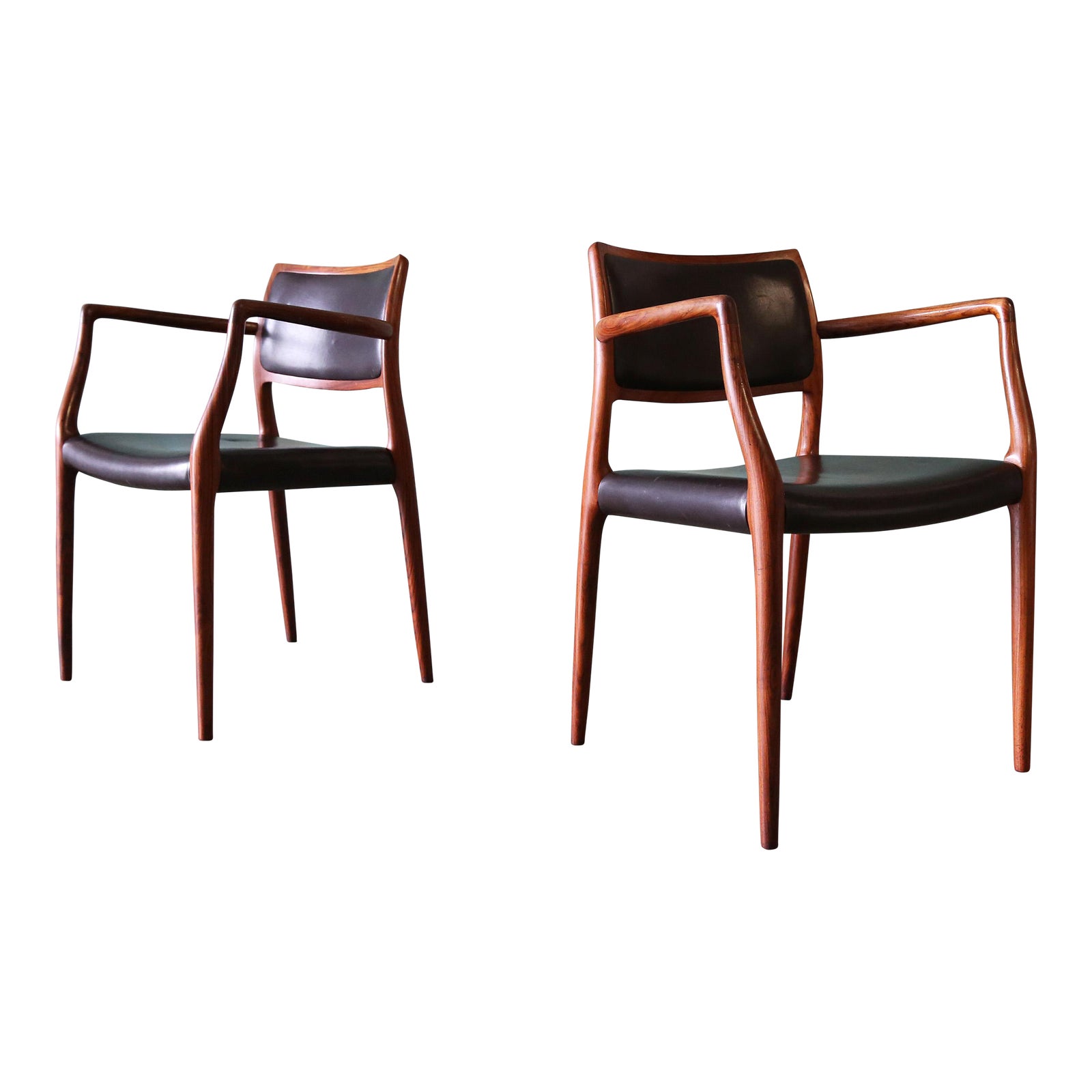 Pair of Rosewood Niels Moller Model 65 Carver Armchairs C 1960s