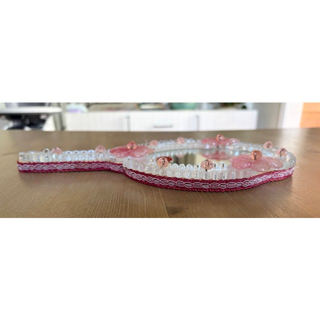 Vintage, 1950's-60's, Italian Venetian, hand-blown Murano hand-held vanity mirror, or wall vanity mirror. Complete with...