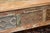 Shabby Chic 1980s Rustic Carved Panel Tan Wood Coffee Table W/ Aqua / Brown Bleached Indian For Sale - Image 3 of 16