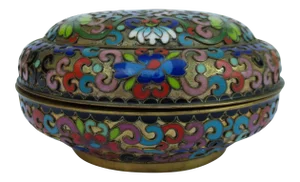 Vintage C.1930's "Champleve" Designed Cloisonne' Enameled Lidded Keepsake Box
