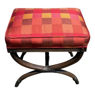 Mid 20th Century Regency Style Upholstered X Bench For Sale