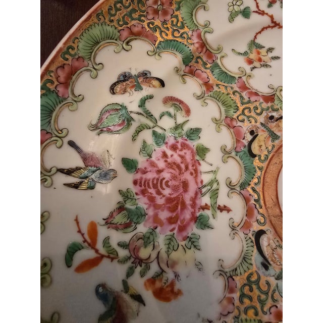 Antique Chinese Porcelain Set of Six Rose Canton Plates For Sale - Image 14 of 17