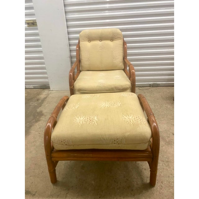 Vintage Bamboo Set of Two Chair and One Ottoman . Ficks Reed Style. For Sale In Miami - Image 6 of 12