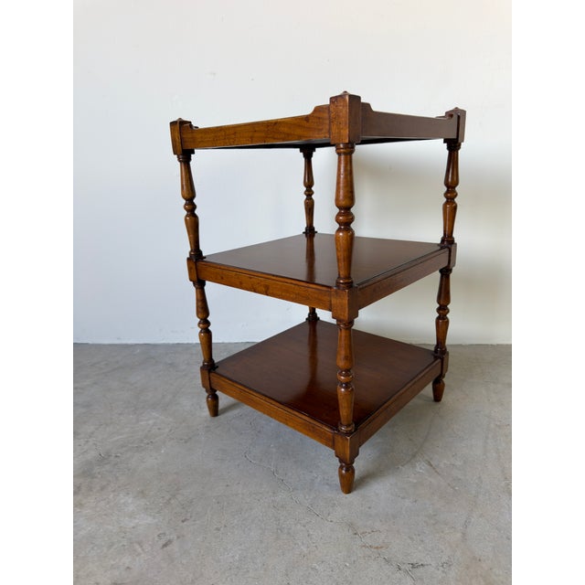 Vintage English Three Tier Side Table With Gallery Top For Sale In Miami - Image 6 of 13