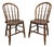 Antique Rustic Farmhouse Windsor Hoop Back Bow Back Spindle Dining Chairs - Pair For Sale