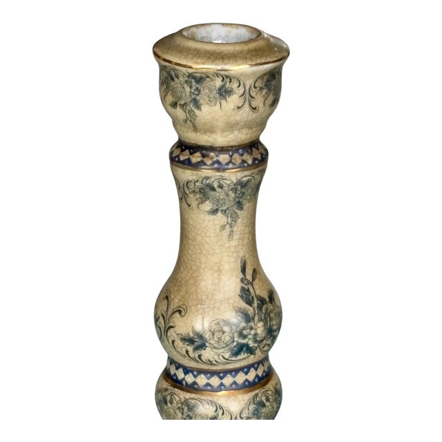 19th Century Antique Art Nouveau Candleholders in Ceramic, 1890s, Set of 2 For Sale - Image 5 of 7