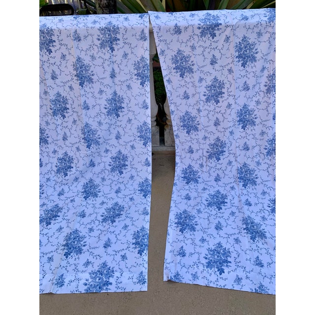 Vintage Late Century 20th 1970-1999 Laura Ashley Sophia Blue Floral Window Panels, Lined, Rod Pocket- a Pair For Sale - Image 12 of 12