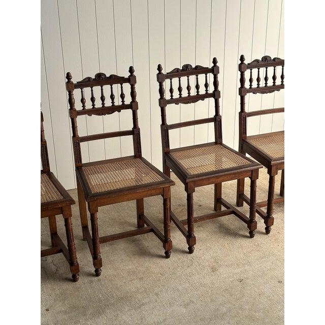 Wood Set of Four Antique Dining Chairs With Carved Crest For Sale - Image 7 of 18