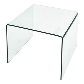 Waterfall Glass End Table, 1980 For Sale