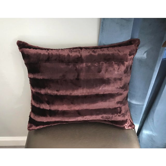 Chocolate Brown Faux Mink Rectangular Luxury Pillow With Down Filling For Sale - Image 4 of 4