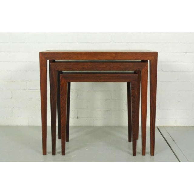 Rosewood Nesting Tables designed by Severin Hansen for Bovenkamp, Denmark 1950s. Marked and labelled underneath. In good...