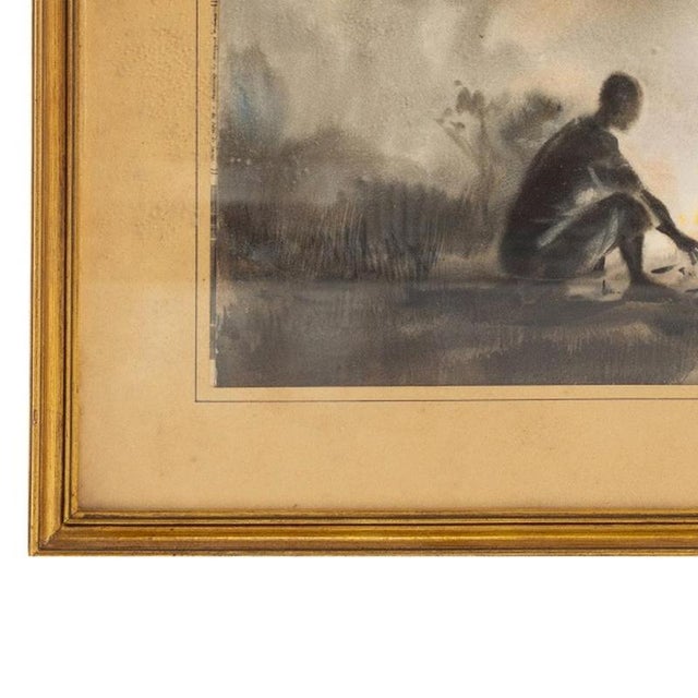 Modern Albano Neves e Sousa, Landscape, 1966, Watercolor For Sale - Image 3 of 6
