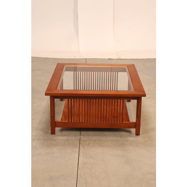 Stickley Mission Collection Glass Top Cherry Cocktail Table For Sale - Image 16 of 18