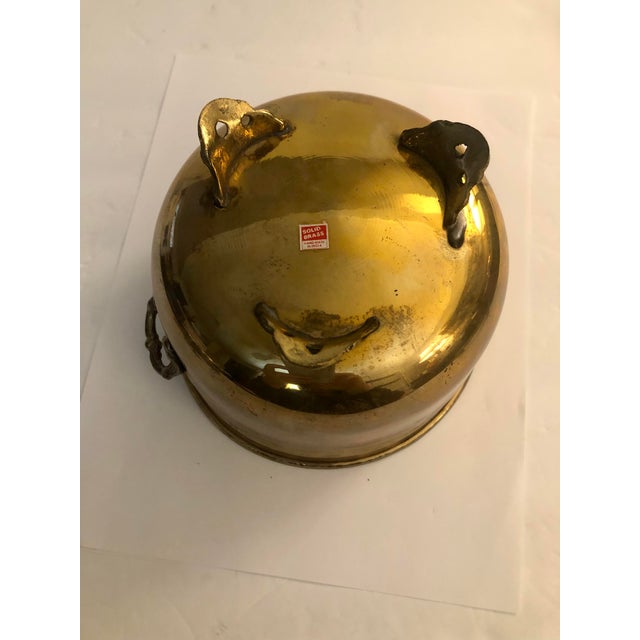Brass Mid 20th Century Vintage Solid Brass Footed Planter With Handles For Sale - Image 8 of 9