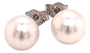 Akoya Pearl Stud Earrings 14k White Gold Certified