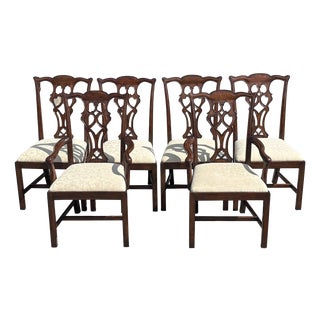 Edwardian Chippendale Mahogany Dining Chairs, 1910, Set of 6 For Sale