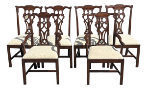 Edwardian Chippendale Mahogany Dining Chairs, 1910, Set of 6