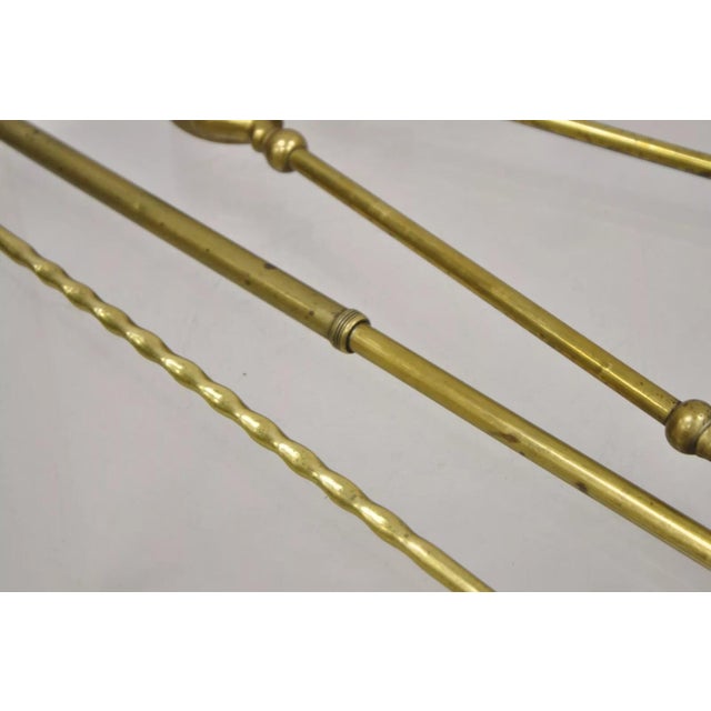 Metal Antique English Sheraton Federal Figural Brass Fireplace Tool Set - 3 Piece Set For Sale - Image 7 of 11