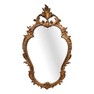 Florentine Style Giltwood Mirror with Acanthus Crest, Italy, 1950s For Sale