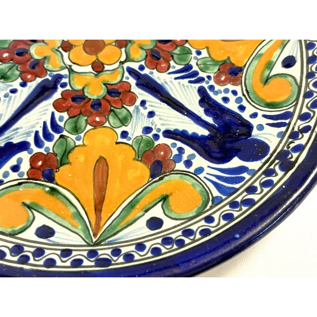 Vintage Hand Painted Mexican Talavera Pottery Dish For Sale In West Palm - Image 6 of 14