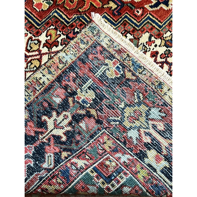 Textile Antique Persian Heriz Hand Knotted Wool Rug 8’2” X 11’8” For Sale - Image 7 of 7