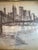 1960s Vintage 1960s Framed Original Pencil & Ink Brooklyn Bridge Cityscape Drawing, Signed For Sale - Image 5 of 10