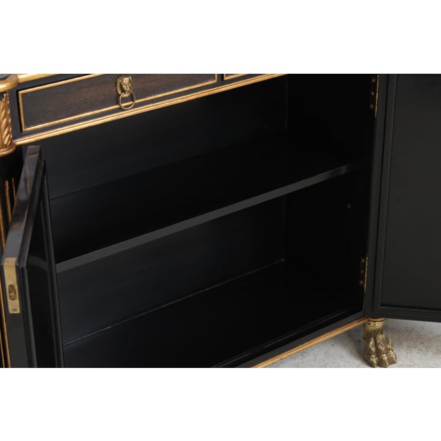 Animal Skin Theodore Alexander Regency Style Black & Gold Sideboard For Sale - Image 7 of 18